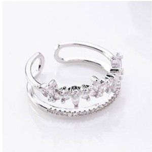Silver Frosty Cubic Zirconia Double Fashion Ring
